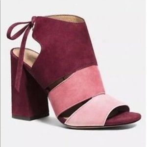 NWB Coach Pink/Burgundy Minetta Lux Suede Booties